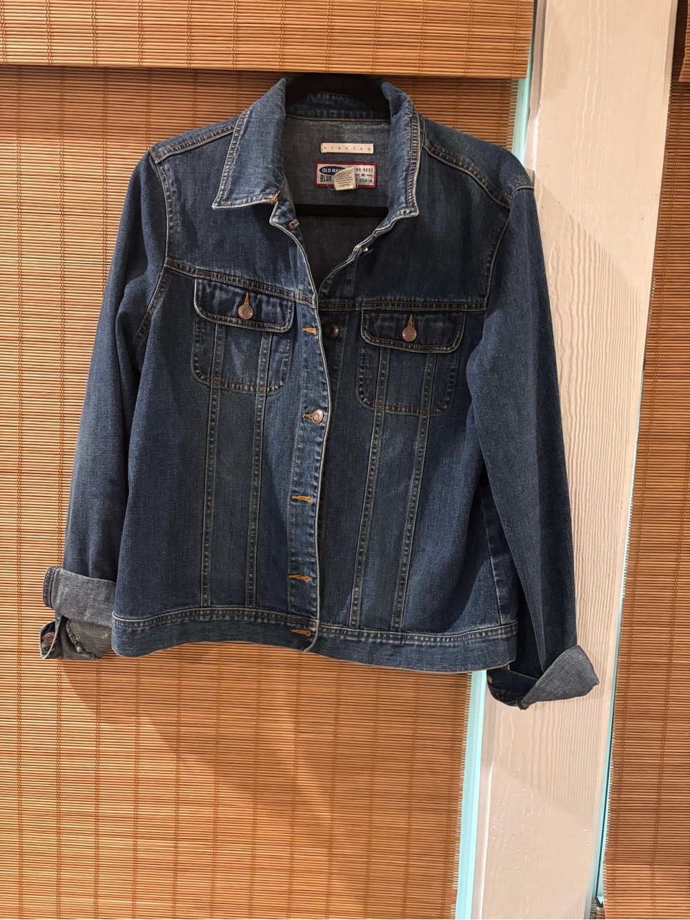 Old Navy Classic Denim Jean Jacket Women’s Large Stretch Dark Wash